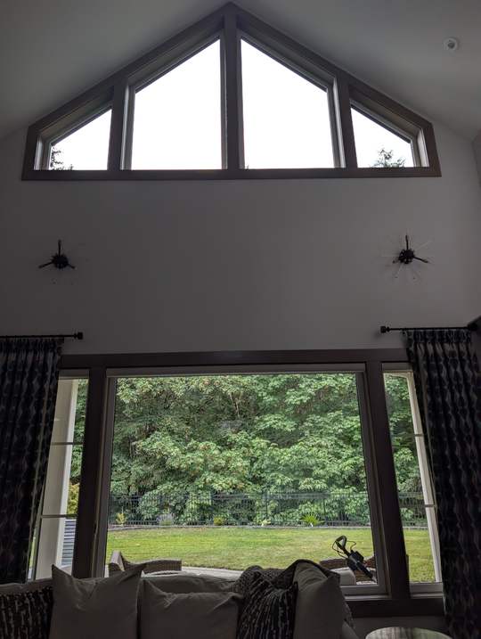 Interior clerestory windows and patio slider after cleaning